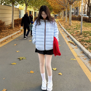 宽松显瘦百搭加厚保暖棉衣外套潮 胖mm连帽排骨棉服女冬季 大码 女装