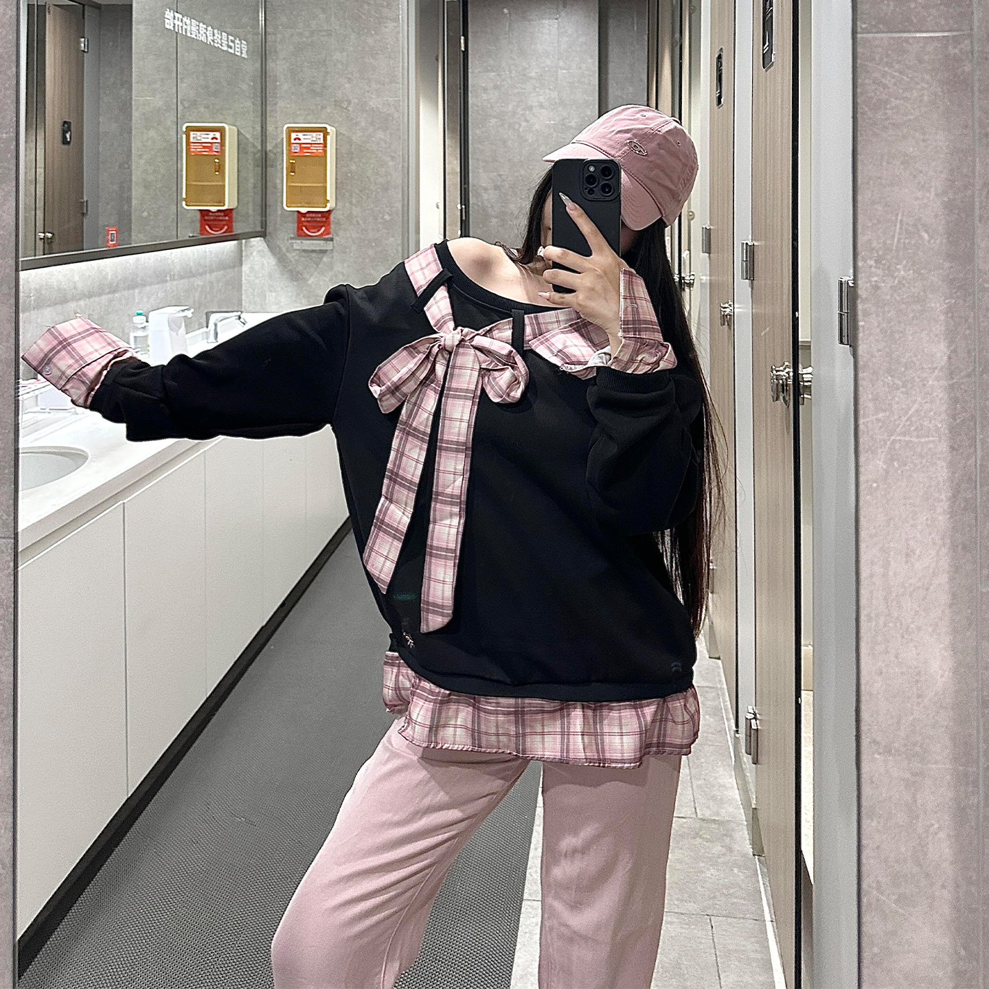 300斤胖mm大码女装格纹蝴蝶结