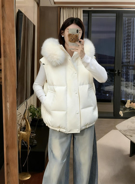 300斤大码女装韩版毛领棉服马甲
