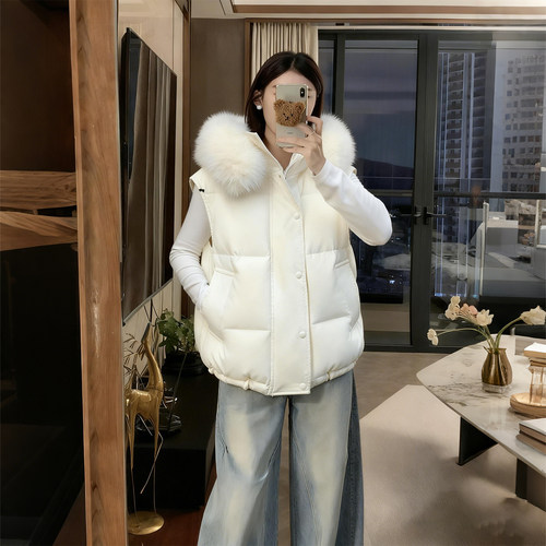 300斤大码女装韩版毛领棉服马甲