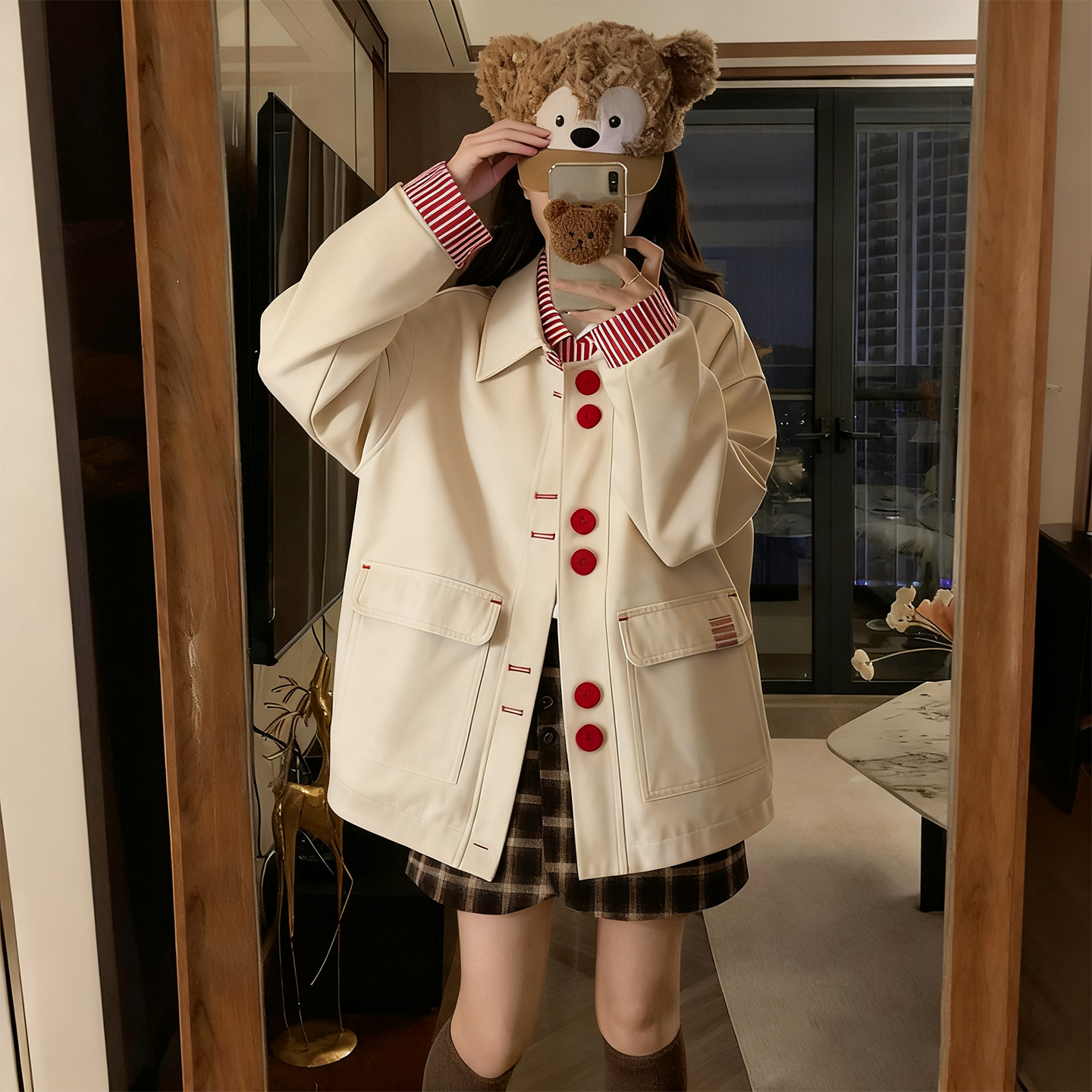 大码女装韩系设计感翻领工装夹克