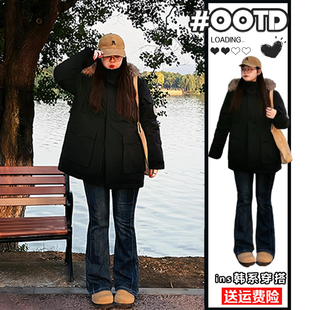 宽松百搭派克服潮 棉衣女300斤加肥加大冬季 胖mm大码 加厚保暖工装