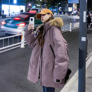 特大码女装胖mm设计感连帽毛领棉服女宽松百搭加厚保暖棉袄外套潮