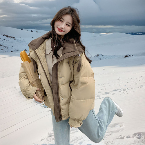 大码女装冬季学院风连帽棉衣棉服