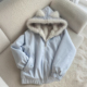 胖mm猫耳朵毛领连帽棉服女冬季 大码 女装 加厚保暖两面穿毛毛外套潮
