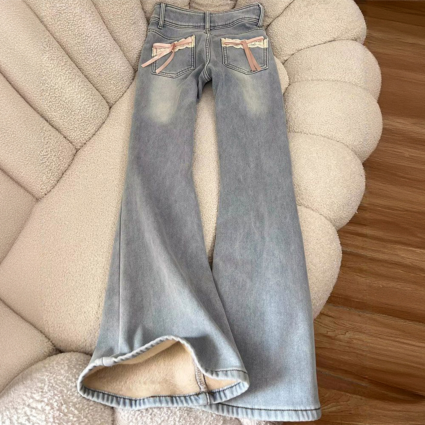 大码女装胖mm设计感百搭牛仔裤