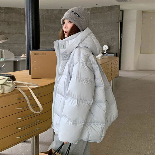 300斤大码女连帽加厚面包棉服