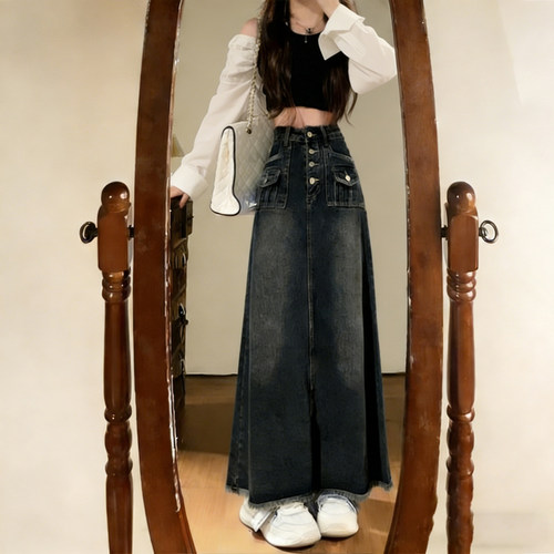 大码女装高腰显瘦牛仔半身裙