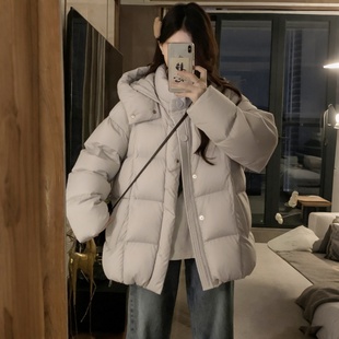 宽松加厚保暖棉衣外套潮 胖mm连帽设计感面包棉服女冬季 特大码 女装