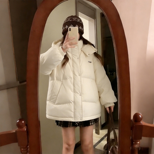 特大码 胖mm韩系学院风连帽面包棉服女宽松显瘦加厚棉袄外套潮 女装