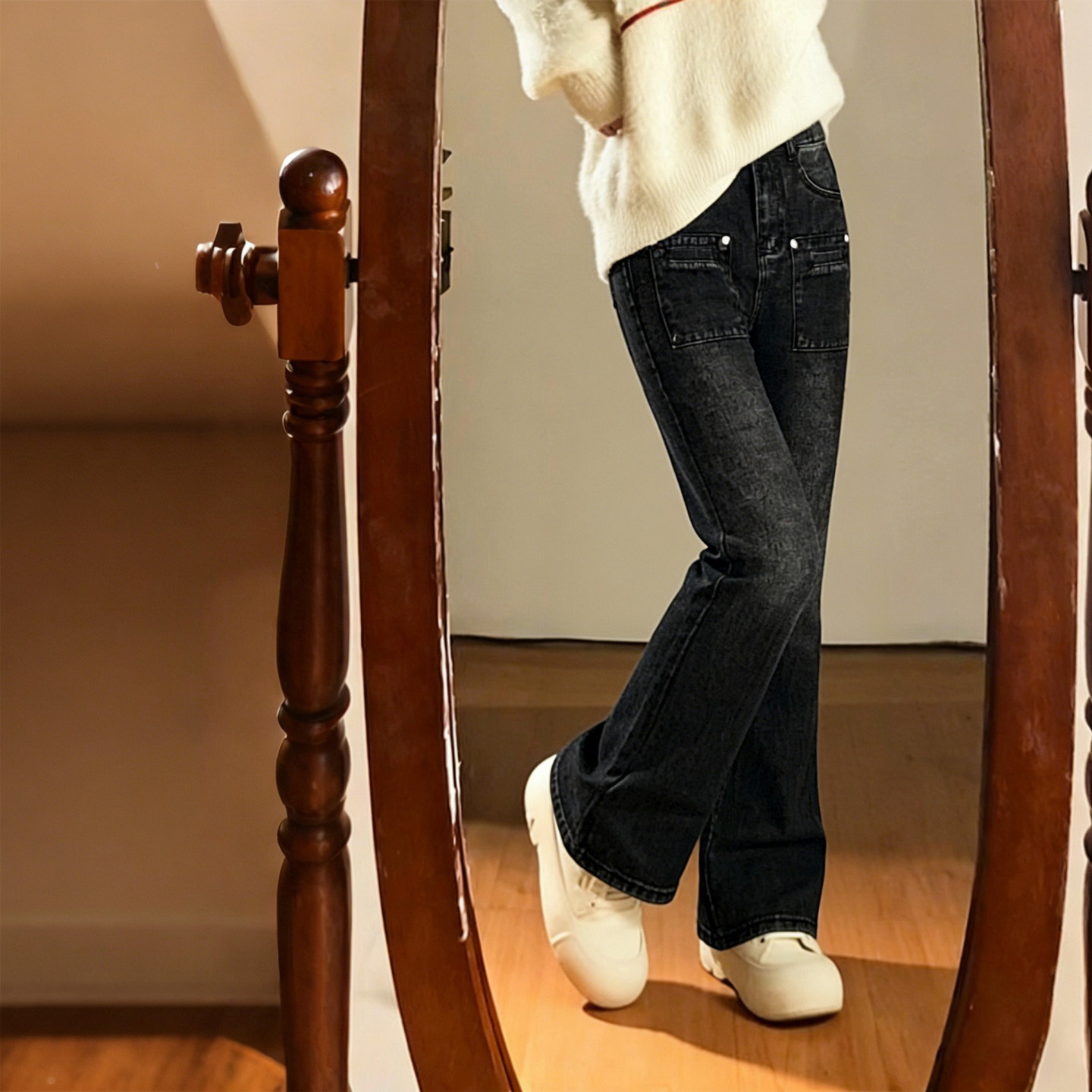 300斤大码女装胖mm复古黑色微喇牛仔裤女梨型身材高腰显瘦阔腿裤,女装/女士精品,大码裤装,淘宝优惠券,粉丝福利购,淘宝优惠卷