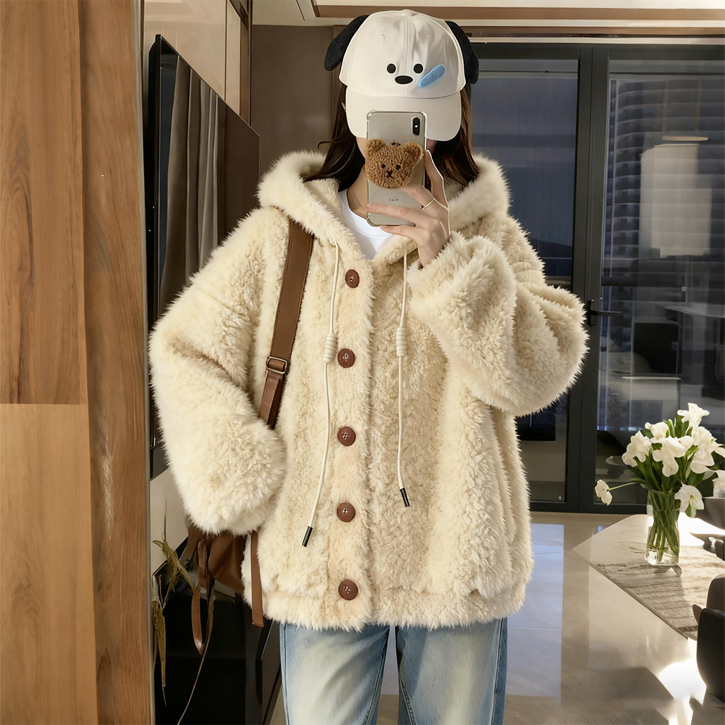 300斤特大码韩系羊羔毛棉服外套