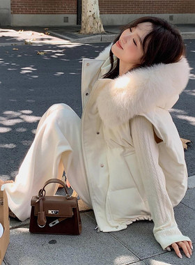特大码女装胖mm毛领连帽棉服马甲