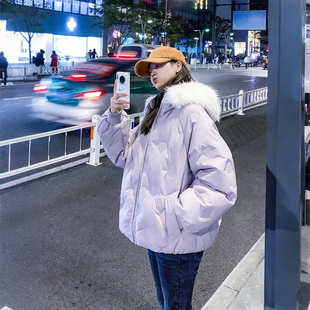 宽松显瘦加厚保暖棉袄外套 连帽毛领棉服女冬季 300斤胖mm大码 女装