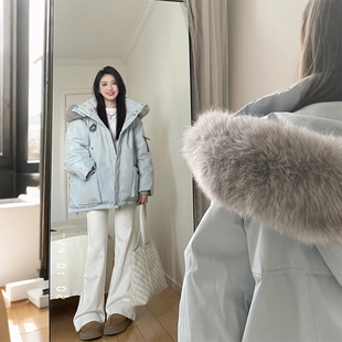 风毛领派克棉服女宽松加厚显瘦设计感棉衣外套 胖mm工装 特大码 女装