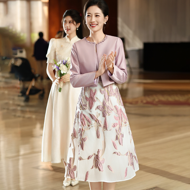喜妈妈婚宴礼服套装喜婆婆年轻气质高级感结婚旗袍优雅秋冬季新款