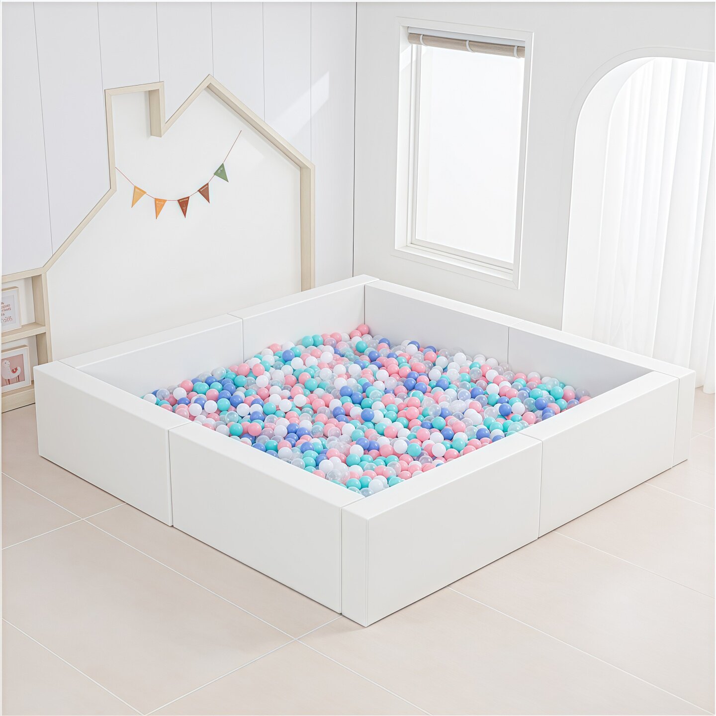 儿童波波软包幼儿园室内沙池防撞软体多色海洋球池围栏攀爬多组合