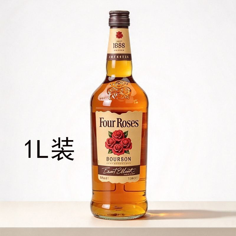 1L装洋酒 FOUR ROSES 四玫瑰威士忌700ml 40度美国原装进口波本