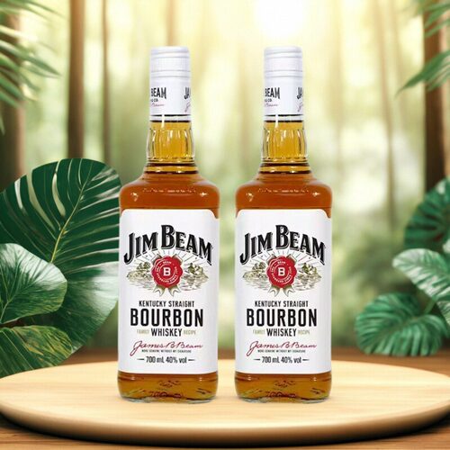 双瓶装占边波本威士忌金宾Jim Beam西班牙进口洋酒可乐桶白占边