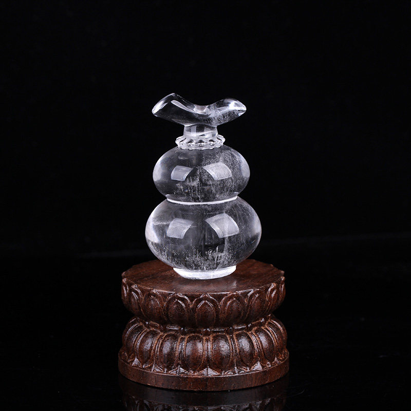 高品质净透天然白水晶小葫芦摆件