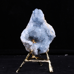 天然天青石原石摆件原矿晶洞蓝色水晶簇矿物标本手链消磁净化招财