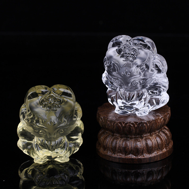 天然白水晶九尾狐黄水晶原石招财
