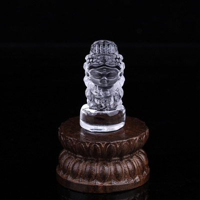 天然白水晶妈祖雕刻件小摆件