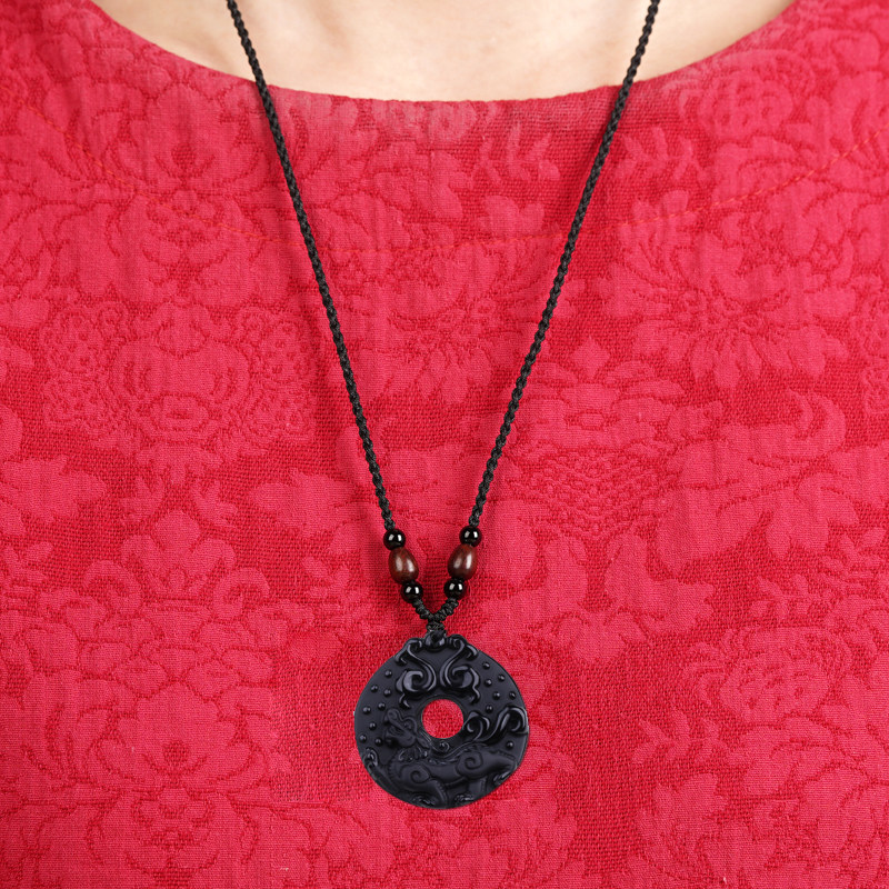 天然黑曜石貔貅招财保平安