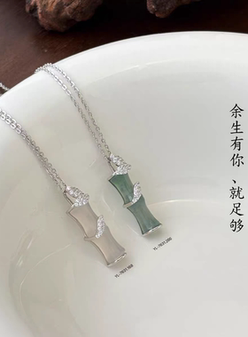 雅施丽芙s925气质时尚轻奢高级感精致玉髓翡翠竹节项链配证书女