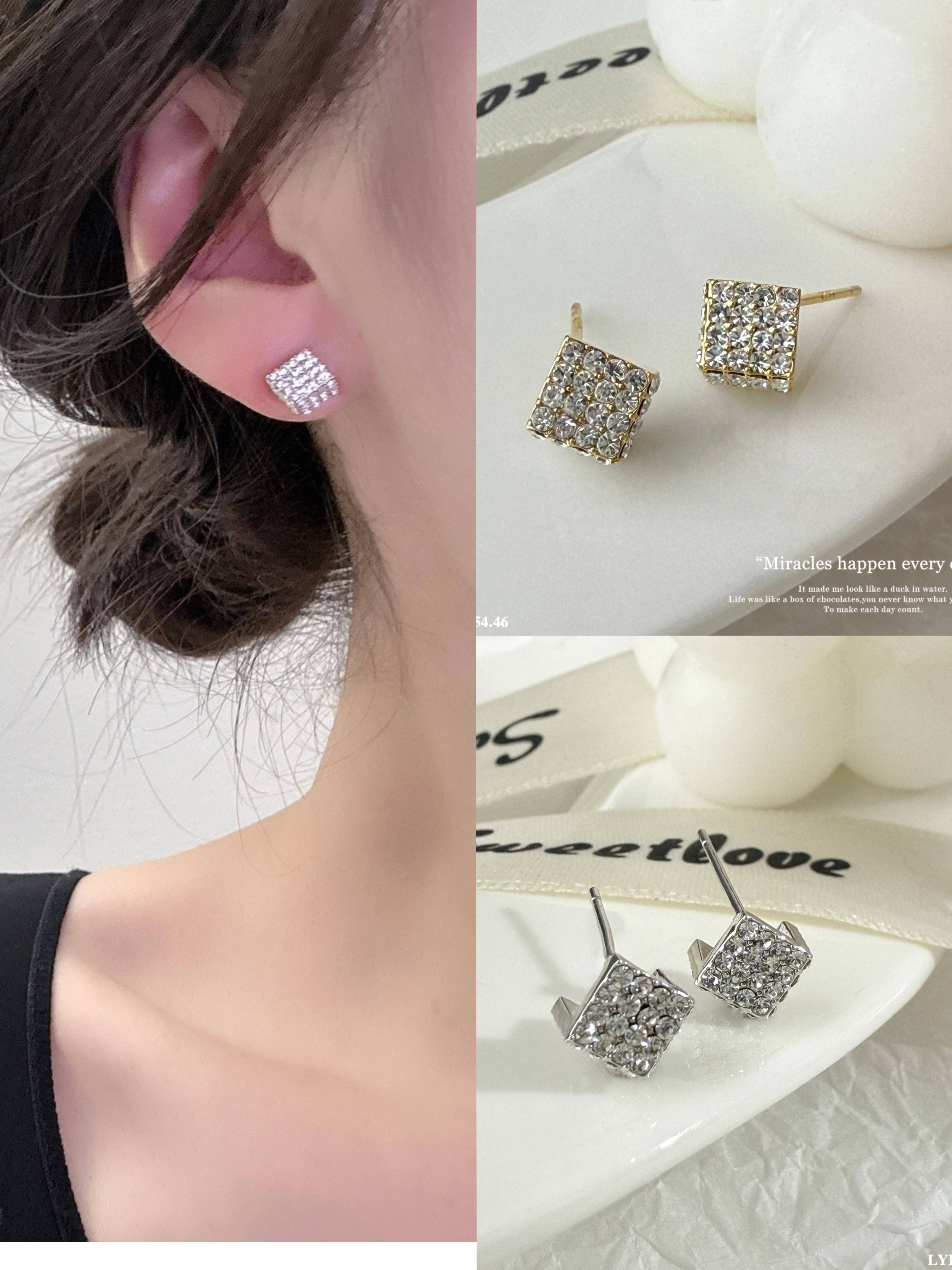 丽银饰品2025年新款爆款高级感防过敏耳饰时尚百搭方形耳钉系列