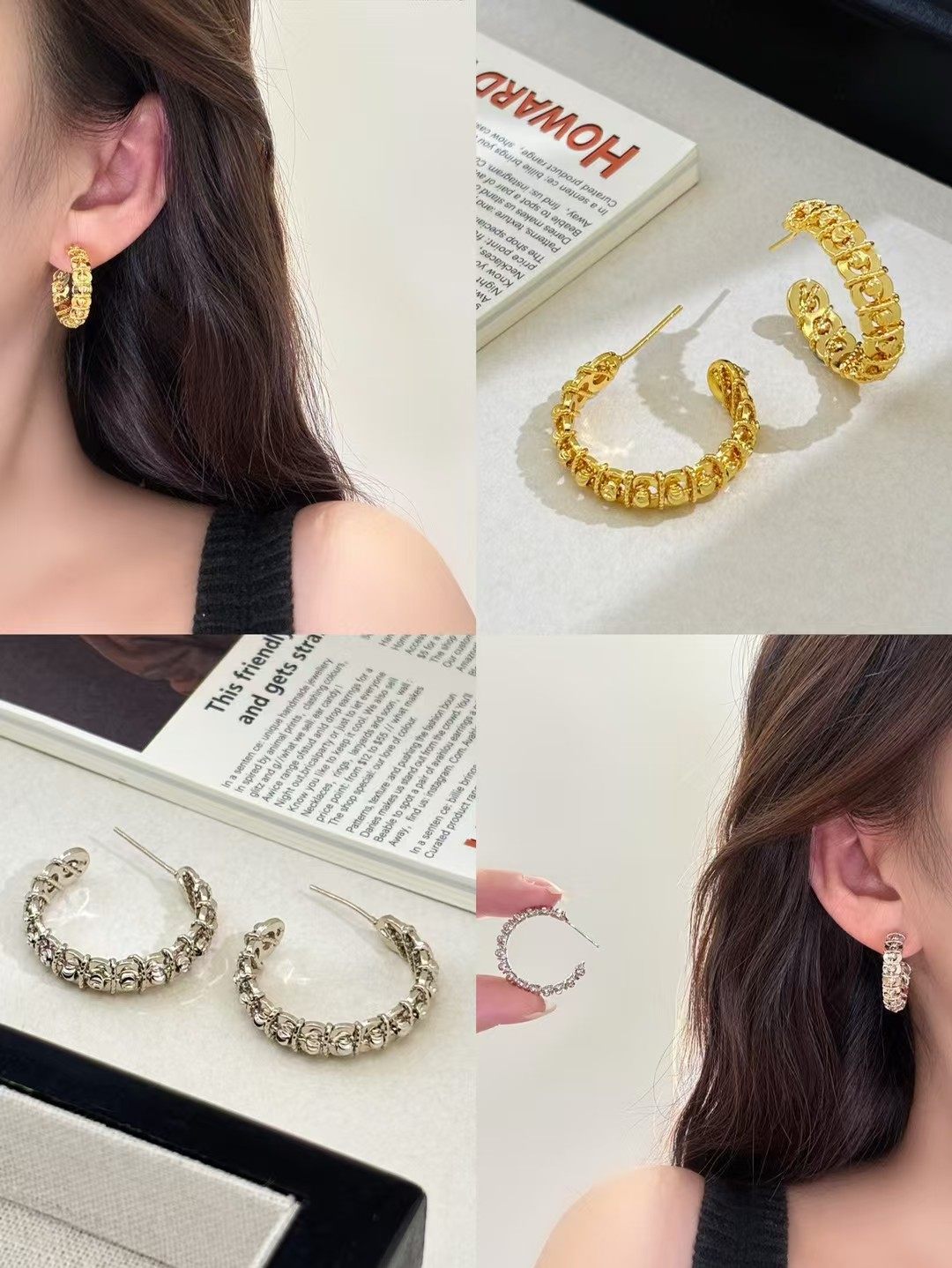 丽银饰品丽贝丽影银针冷淡风C圈耳环气质韩国个性新款潮夸张耳饰