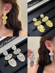 丽银饰品丽贝丽影耳上新款欧美风时尚个性夸张不规则金属感耳钉女