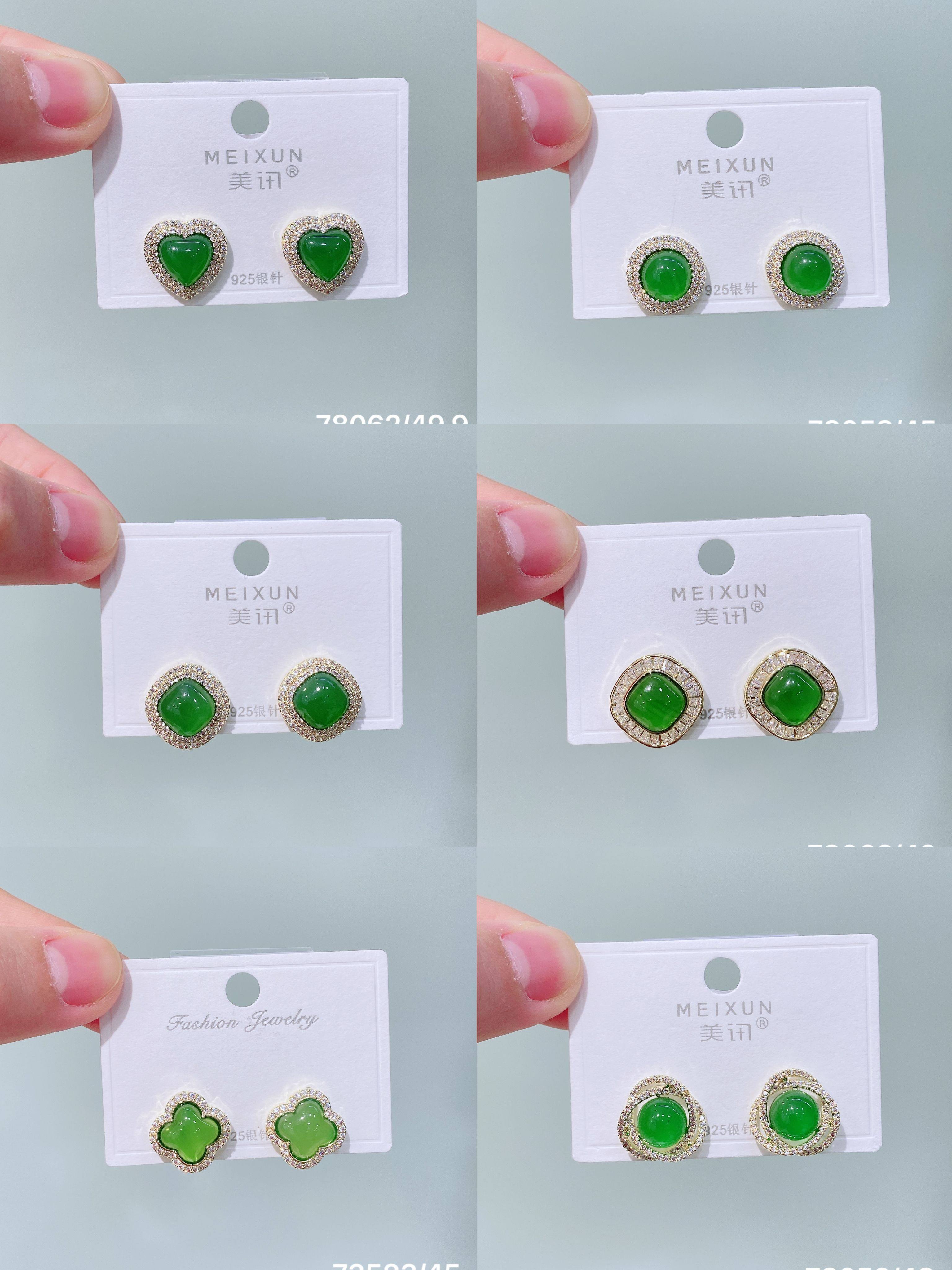 美讯上新品新款纯银针锆石玛瑙仿玉耳钉耳环气质百搭简约女耳饰