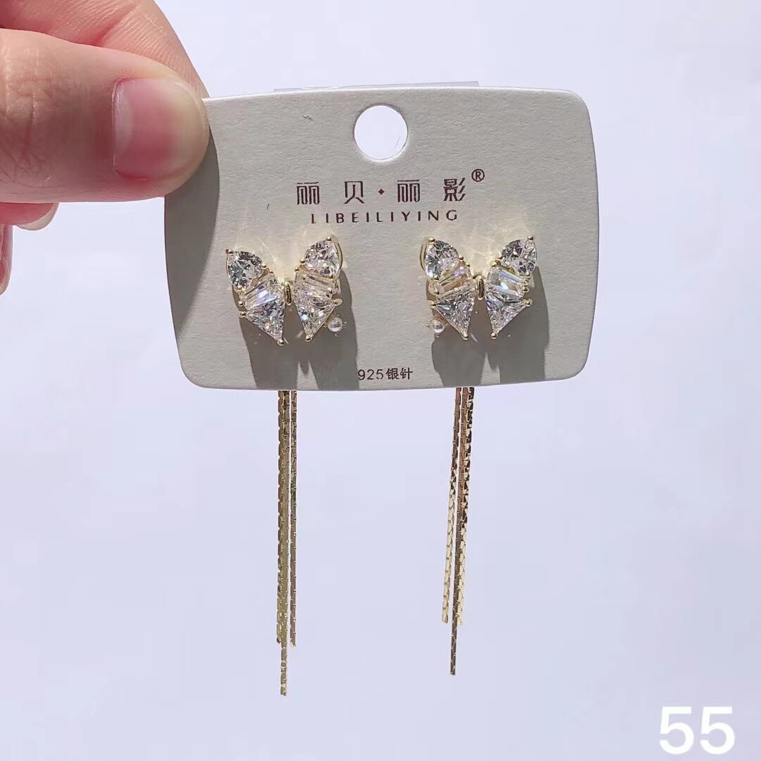丽系饰品新品流苏系列925银针气质时尚百搭高级锆石韩式耳钉