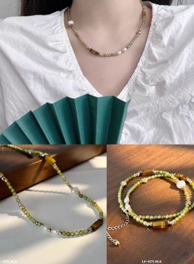 丽银丽贝丽影青柠爆款巨好看气质小清日韩ins小众设计绿色项链