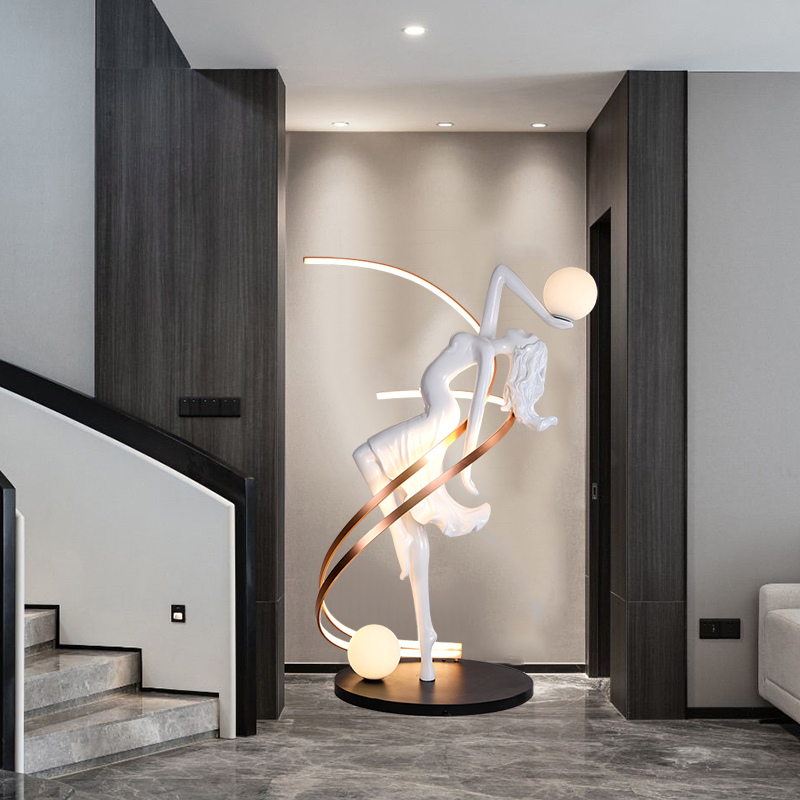 女神雕塑摆件舞蹈女孩落地灯客厅酒店大堂售楼部样板间艺术装饰品