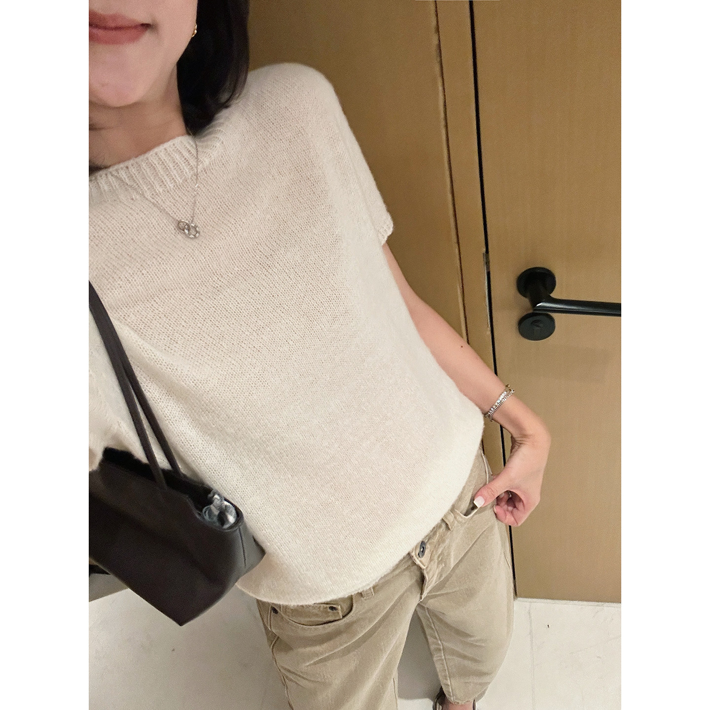 Dading's Self-Made Cloud Wool T-Shirt! Early Autumn Seamless 100% Merino Wool Knit Short-Sleeve Elegant Round-Neck Top
