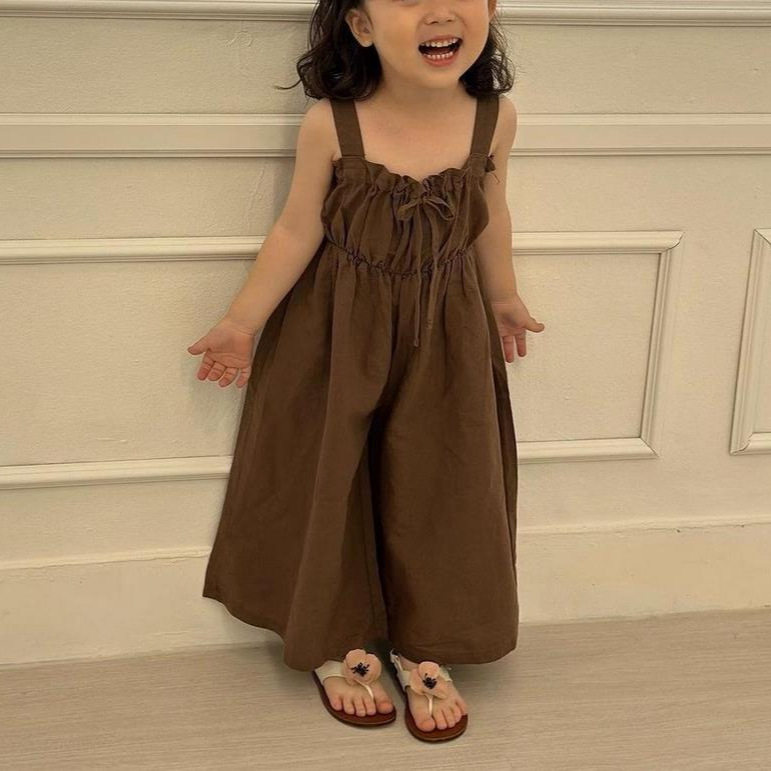 韩国童装25新款ins女童夏装长裤时尚洋气可爱宝宝吊带阔腿连体裤