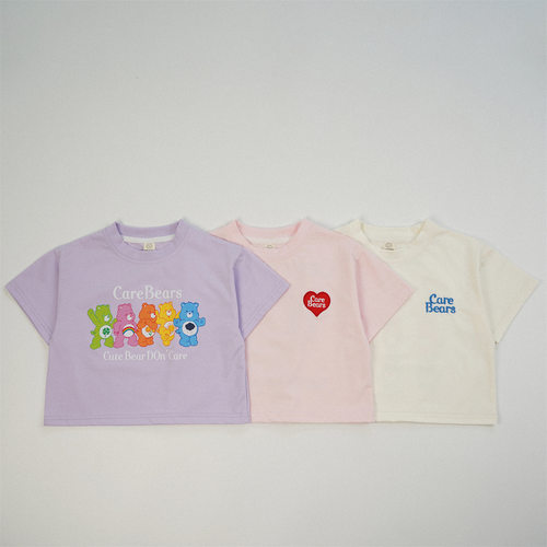 韩国童装儿童纯棉彩虹熊短袖T恤