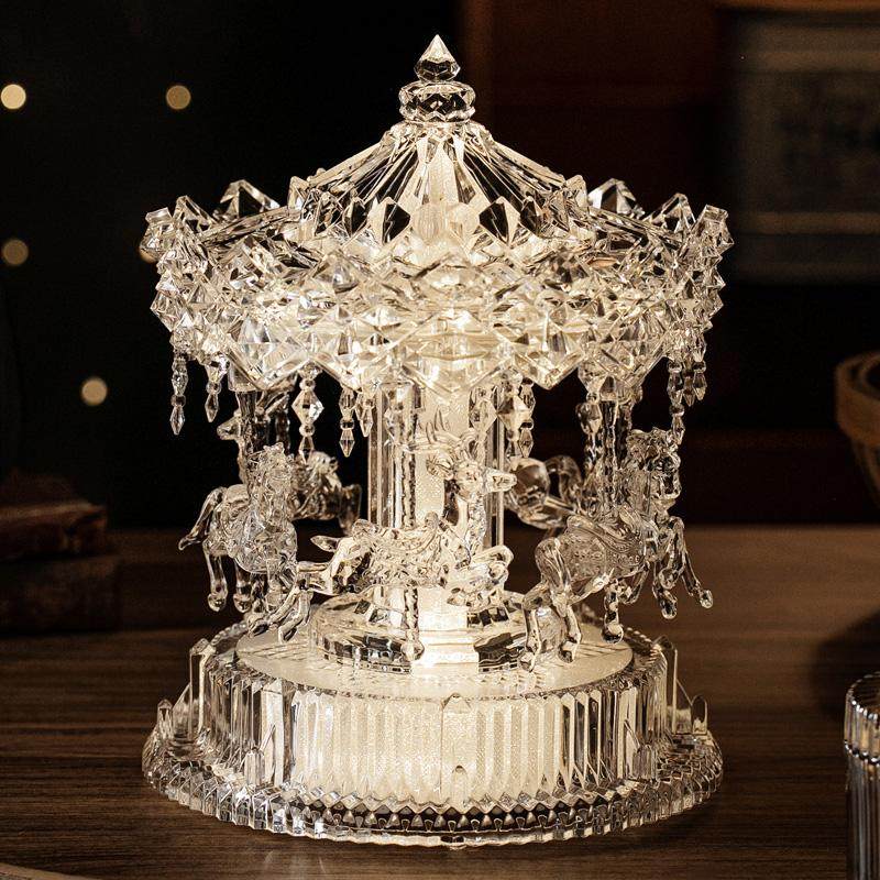 小红书旋转木马音乐盒游乐场治愈系小夜灯八音盒女孩生日礼物圣诞