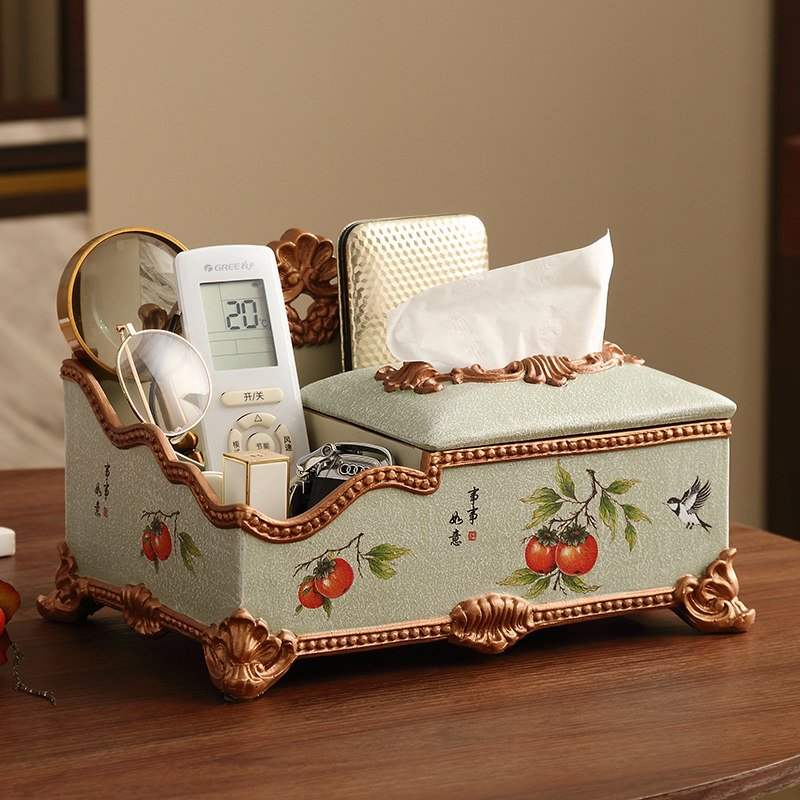 中式客厅多功能纸巾盒摆件家用茶几遥控器收纳盒高级感餐桌抽纸盒,家居饰品,装饰纸巾盒,淘宝优惠券,粉丝福利购,淘宝优惠卷