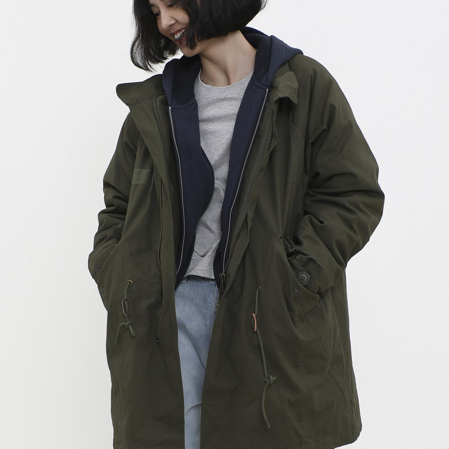 LIVINGTOWN复古军事风M65中长款风衣经典美式户外野战派克服外套