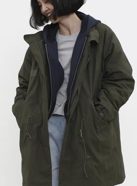 LIVINGTOWN复古军事风M65中长款风衣经典美式户外野战派克服外套