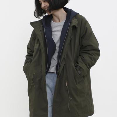 LIVINGTOWN复古军事风M65中长款风衣经典美式户外野战派克服外套