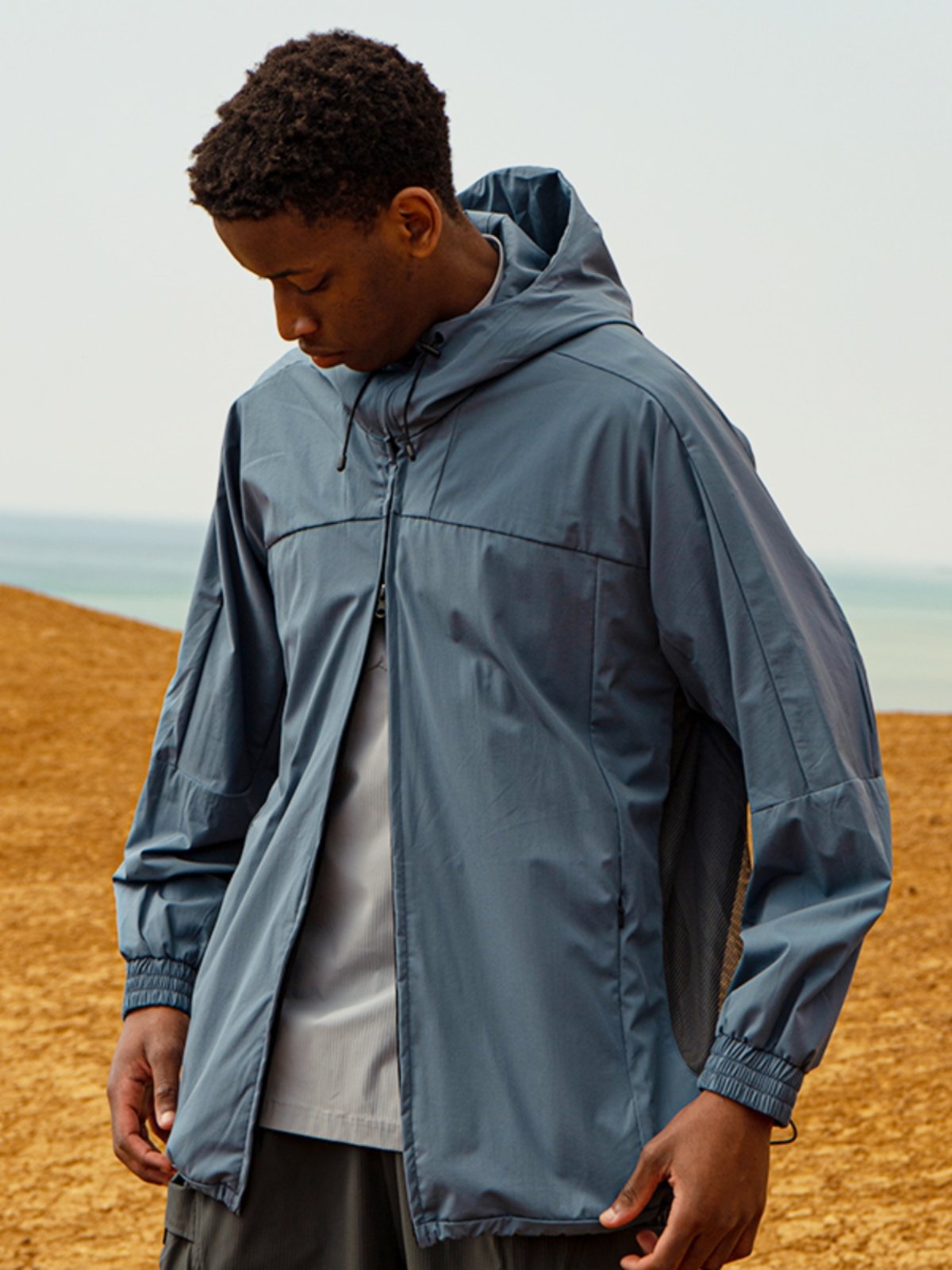 halcyon冲锋衣 23ss户外连帽轻薄骑行服徒步透气网布防晒衣情侣夏