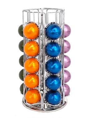 银色可存放30粒Vertuoline咖啡胶囊收纳架可旋转胶囊咖啡展示架