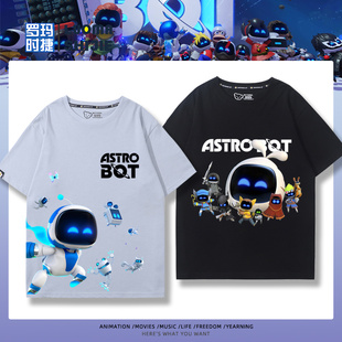 宇宙机器人ps5游戏周边短袖男女儿童学生夏季可爱百搭休闲T恤衣服