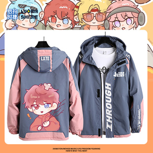 小潮院长tEam卡通印花周边连帽上衣男女秋冬宽松可爱百搭夹克外套