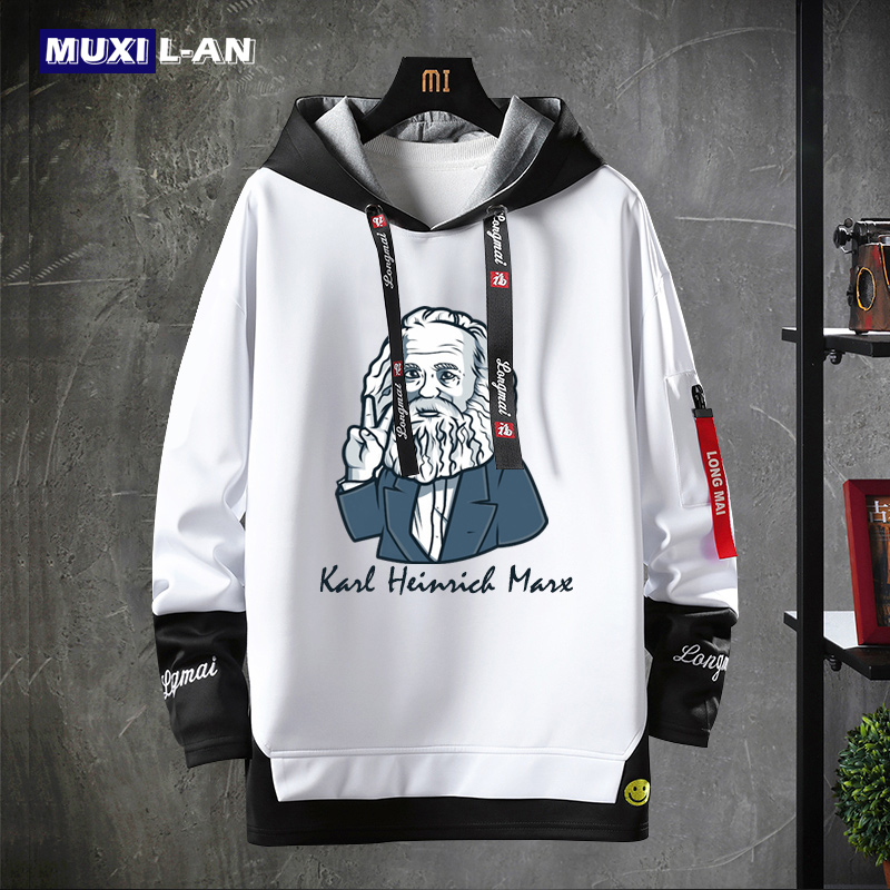 舒适面料日常休闲连帽假两件