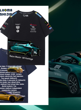 阿斯顿·马丁V8 Vantage跑车Aston Martin t恤纯棉男女短袖上衣